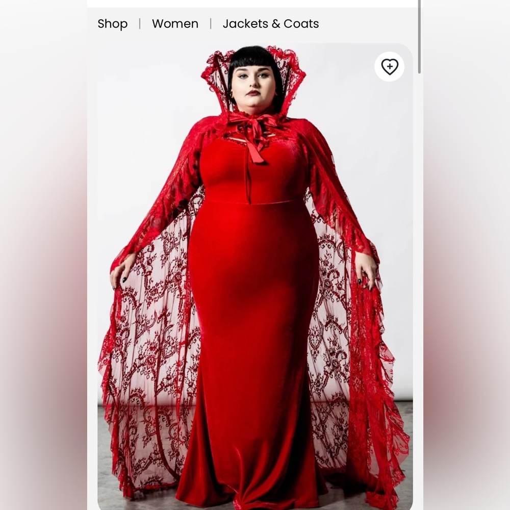 Elegant Red Lace Vampiric Cape (cape only)
